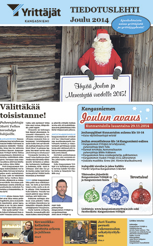 Kangasniemen Yrittäjät ry, Tiedotuslehti, joulu 2014